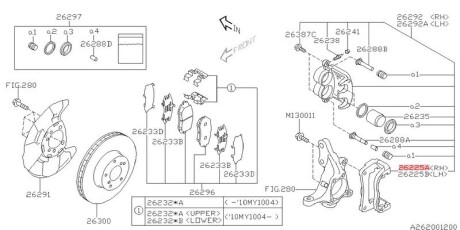 Корпус супорта переднього правий SUBARU 26225AG080