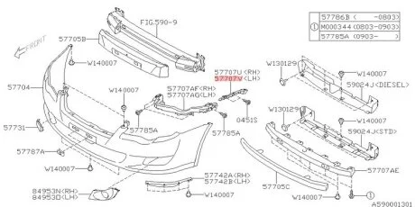 Кріплення бампера SUBARU 57707AG100