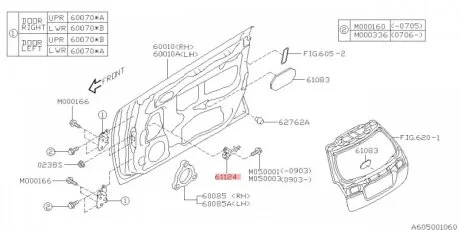 Обмежувач відкривання передніх дверей SUBARU 61124AG002