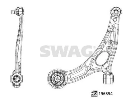 Важіль підвіски з сайлентблоком і кульовою опорою (Swag) SWAG 33112259