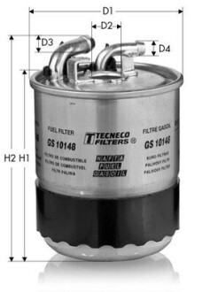 Фильтр топливный (с отверстием для датчика воды) Tecneco GS10148