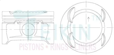 Поршни +0.50mm (к-кт на мотор) A14XER Chevrolet Cruze/Opel Astra,Mokka,Insignia,Zafira TEIKIN 30121050