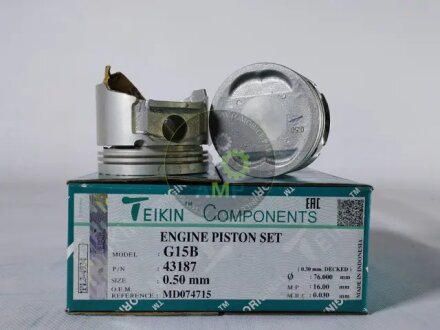Поршни ремонт (+0.50мм) (к-кт на мотор) Mitsubishi G15B Hyundai Pony TEIKIN 43187050