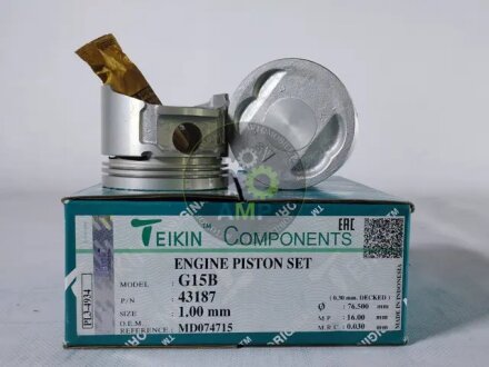Поршни ремонт (+1.00мм) (к-кт на мотор) Mitsubishi G15B Hyundai Pony TEIKIN 43187100