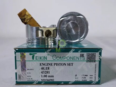 Поршни ремонт (+1.00мм) (к-кт на мотор) Mitsubishi Lancer 9 (CS3A) 1,6L (4G18) TEIKIN 43281100