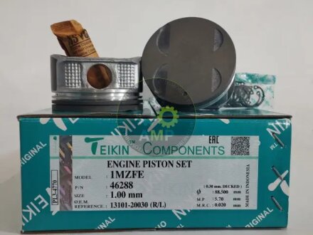 Поршни ремонт (+1.00мм) (к-кт на мотор) 1MZ-FE Avalon, Camry, Solara TEIKIN 46288100