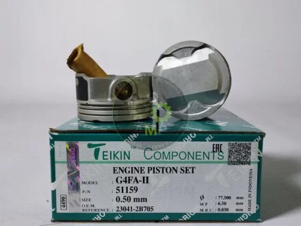 Поршень ДВЗ 0.5 (4шт.+пальці)) Hyundai Solaris (14-), KIA Rio (11-) (G4FA-II) 1.4 DOHC MPI TEIKIN 51159-050