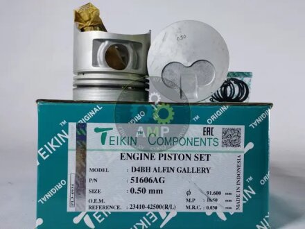 Поршни +0.50mm(к-кт на мотор) D4BH Galloper, H100,H1,Pregio,K2500 TEIKIN 51606AG050