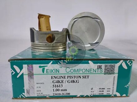Поршни ремонт (+1.00мм) (к-кт на мотор) G4KE/G4KG 2,4L Hyundai Santa Fe, IX35, Tucson/Kia Sorento, O TEIKIN 51613100