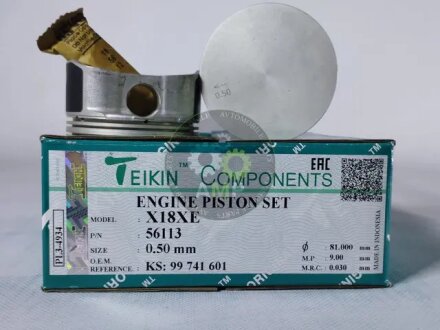 Поршень ДВС 0.5 (4шт.+пальцы) OPEL 1.8 (X18XE) DOHC 16V L4 ASTRA, VECTRA, MERIVA, ZAFIRA TEIKIN 56113-050