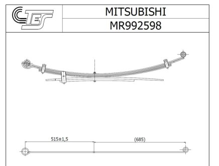 Рессора задняя Mitsubishi L200 2.5 DI-D 05-15 (к-кт 6 листов) (70/515/685), 2/7+2/6+2/13mm Tes MR9925980019 Z/T