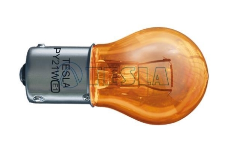 Лампа розжарювання 12V PY21W BAU15s AMBER (оранж) (1-конт) (зміщ.цоколь) (кратно 10) TESLA B52301