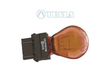 Лампа накаливания 12V PY27/7W 27/7W WX2,5x16q AMBER (оранж) (кратно 10) TESLA B77321