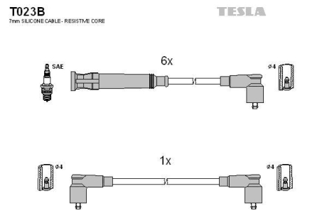 Провід високовольтні, комплект Bmw 3 (E30), 5 (E28) TESLA T023B (фото 1)