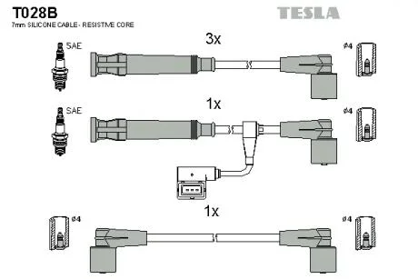 Комплект кабелів запалювання TESLA T028B