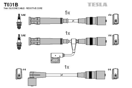 Комплект кабелей зажигания TESLA T031B