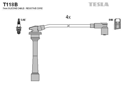 Комплект кабелів запалювання TESLA T118B (фото 1)