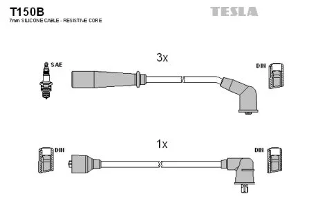 Комплект кабелiв запалювання TESLA T150B