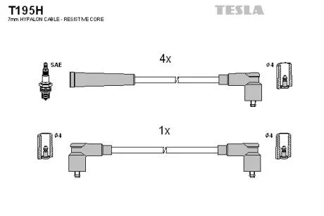 Комплект кабелів запалювання TESLA T195H