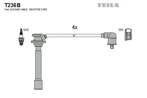 Комплект кабелей зажигания TESLA T236B (фото 1)