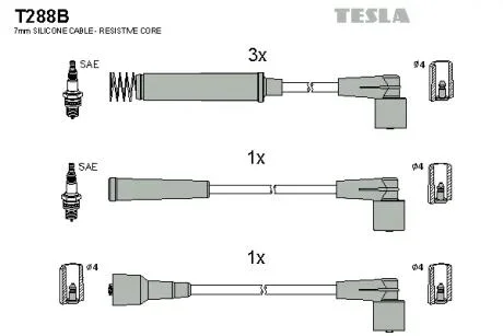 Комплект кабелів запалювання TESLA T288B