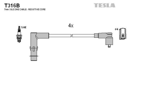 Комплект кабелей зажигания TESLA T316B (фото 1)