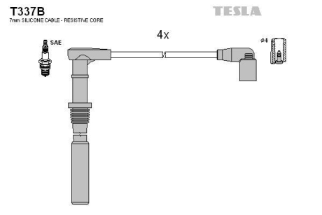 Комплект кабелів запалювання TESLA T337B