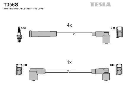 Провід свічковий 2108-21099 карб (силікон)) Tesla TESLA T356S