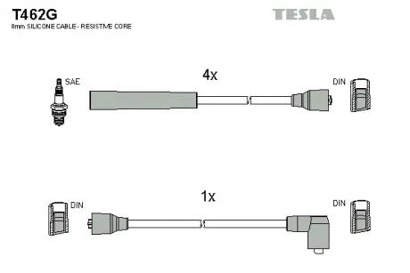 Комплект кабелів запалювання TESLA T462G
