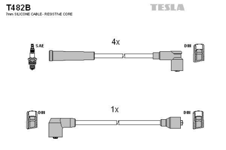 Комплект кабелів запалювання TESLA T482B (фото 1)