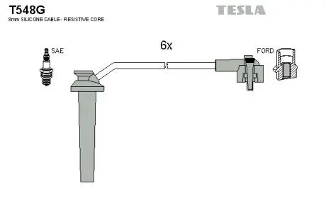 Комплект кабелей зажигания TESLA T548G