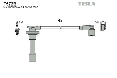 Комплект кабелів запалювання TESLA T572B