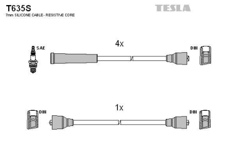 Провода свечные 412/ 2140 (силикон) TESLA T635S (фото 1)