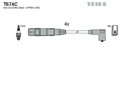 Комплект кабелів високовольтних TESLA T674C