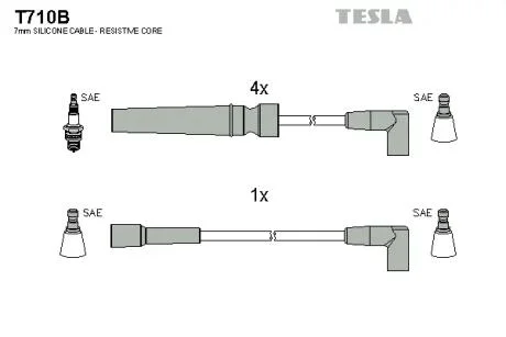 Провода свечные Нексия 1,5 16V/Эсперо (силикон) Tesla TESLA T710B