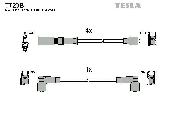 Комплект кабелей зажигания TESLA T723B (фото 1)