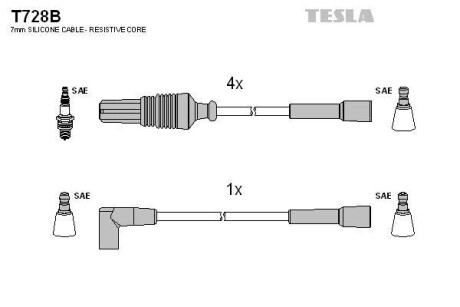 Комплект кабелів запалювання TESLA T728B