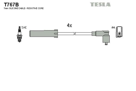 Комплект кабелів запалювання TESLA T767B (фото 1)