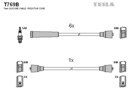 Комплект кабелів запалювання TESLA T769B