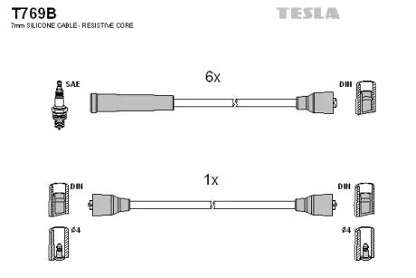 Комплект кабелей зажигания TESLA T769B