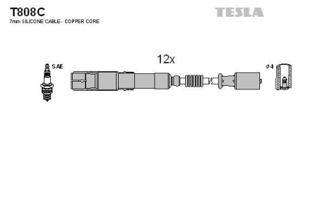 Комплект кабелей зажигания TESLA T808C (фото 1)