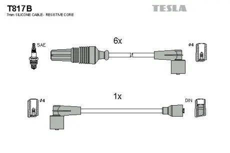 Комплект кабелів запалювання TESLA T817B