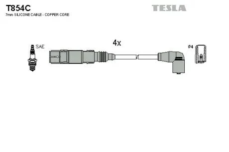 Провід високовольтні, комплект Vw Caddy iii 1.6 (04-15),Vw Caddy iii 1.6 (11-15) TESLA T854C