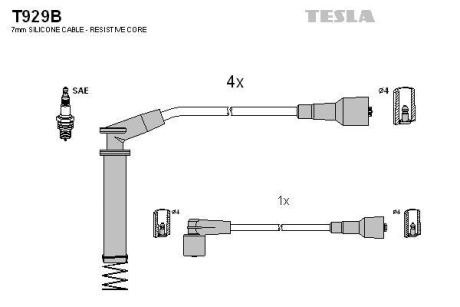 Провід високовольтні, комплект Opel Vectra B (96-03) TESLA T929B (фото 1)