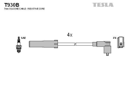 Комплект кабелей зажигания TESLA T930B