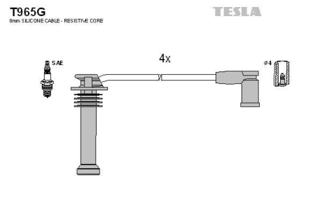 Провода высоковольтные, комплект Ford Fiesta v 2.0 (05-08),Ford Mondeo iii 1.8 (00-07) TESLA T965G (фото 1)