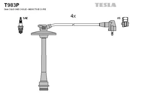 Провід високовольтні, комплект Toyota Rav 4 i 2.0 (94-00),Toyota Rav 4 i cabrio 2.0 (97-00) TESLA T983P