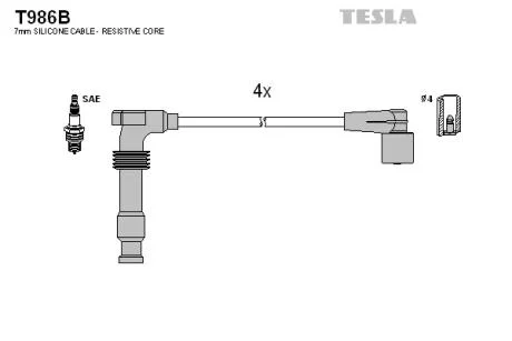 Провід свічковий Лачетті 1,8 (силікон)) Tesla TESLA T986B