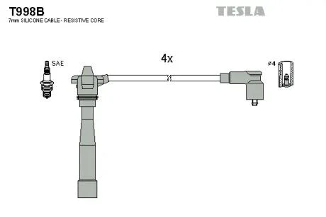 Комплект кабелей зажигания TESLA T998B