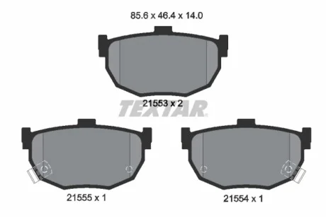 Колодки тормозные (задние) Hyundai Elantra/Kia Cerato 00- (Sumitomo) (85.6x46.4) TEXTAR 2155301
